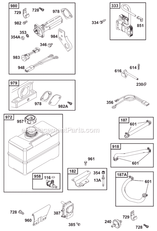 Page D Diagram and Parts List for 19B400  Briggs and Stratton Engine